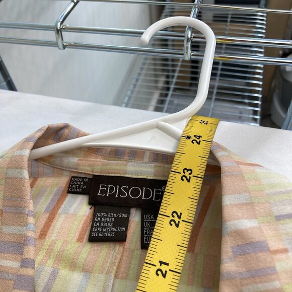 Vintage EPISODE 100% Silk Pink Yellow Orange Blouse Size 6 Career‎ Y2K 90’s Work - Picture 3 of 10